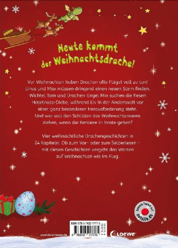 Buchcover und Innenansicht für das Buch: Leselöwen-Adventskalender für Erstleser - Drachen