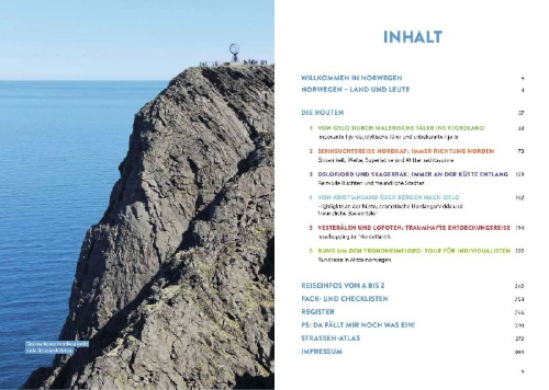 Buchcover und Innenansicht für das Buch: Norwegen mit dem Wohnmobil Die schönsten Routen zwischen Südkap und Nordkap