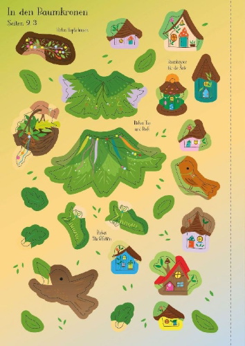Buchcover und Innenansicht für das Buch: Mein erstes Anziehpuppen-Stickerbuch: Birka,  die kleine Baumkronenfee