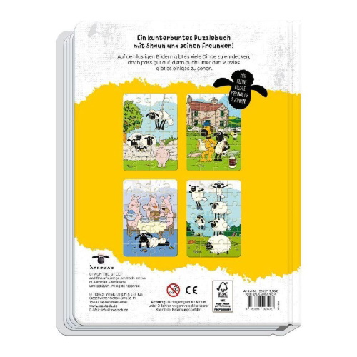 Buchcover und Innenansicht für das Buch: Trötsch Shaun das Schaf Puzzlebuch