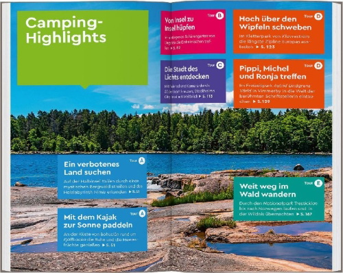 Buchcover und Innenansicht für das Buch: MARCO POLO Camper Guide Südschweden