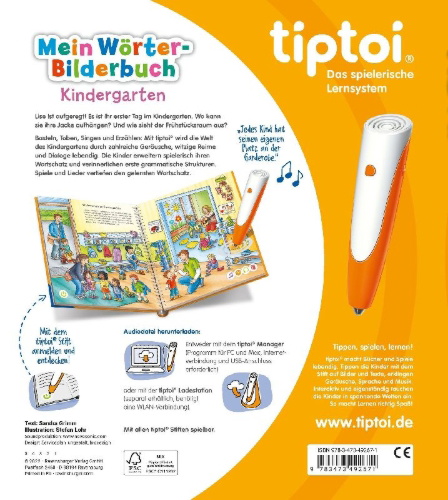 Buchcover und Innenansicht für das Buch: tiptoi® Mein Wörter-Bilderbuch Kindergarten