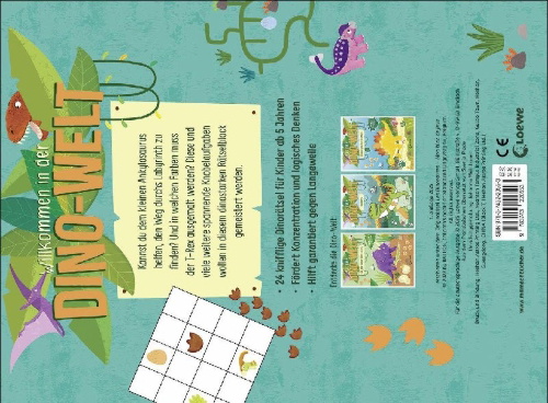 Buchcover und Innenansicht für das Buch: Les Dinosaures - Livre de jeux