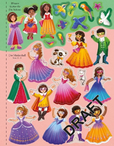 Buchcover und Innenansicht für das Buch: Mein funkelndes Stickerbuch: Prinzessinnen