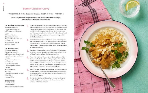 Buchcover und Innenansicht für das Buch: The Ultimate Airfryer Cookbook: One Basket Meals