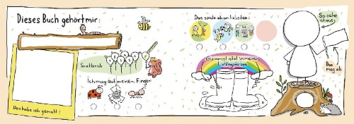 Buchcover und Innenansicht für das Buch: Freundschaftsbuch Meine Lieblingsmenschen - Erinnerungen an die Kindergartenzeit