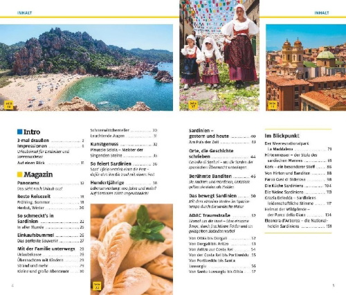 Buchcover und Innenansicht für das Buch: ADAC Reiseführer plus Sardinien