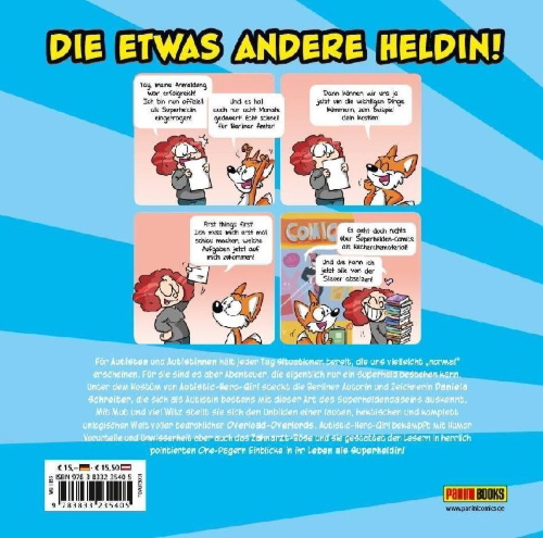 Buchcover und Innenansicht für das Buch: Die Abenteuer von Autistic Hero-Girl