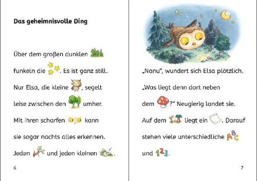 Buchcover und Innenansicht für das Buch: Bildermaus - Die kleine Eule findet einen Schatz