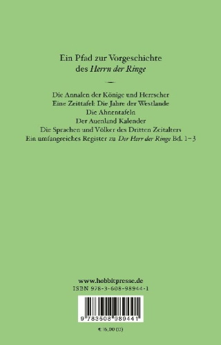Buchcover und Innenansicht für das Buch: Der Herr der Ringe - Anhänge und Register