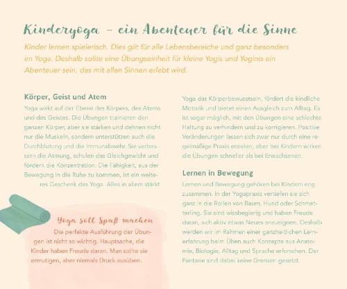 Buchcover und Innenansicht für das Buch: Kinderyoga - Die Mitmach-Box