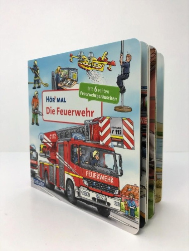 Buchcover und Innenansicht für das Buch: Hör mal (Soundbuch): Die Feuerwehr