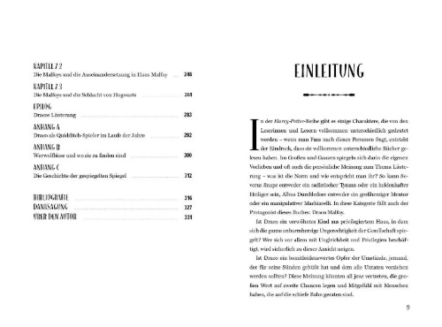 Buchcover und Innenansicht für das Buch: Malfoy: The Fall and the Fate of the Wizarding World's Most Treacherous Family
