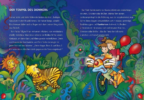 Buchcover und Innenansicht für das Buch: Tom Turbo: Die Jagd nach der blauen Banane