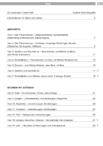 Buchcover und Innenansicht für das Buch: Die Mathe-Helden: Mathe-Tests 4. Klasse
