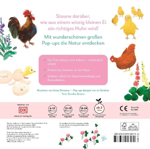Buchcover und Innenansicht für das Buch: Mein Pop-up-Buch zum Staunen. Wo kommst du her, kleines Küken?