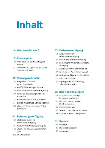 Buchcover und Innenansicht für das Buch: Das Vorsorge-Set