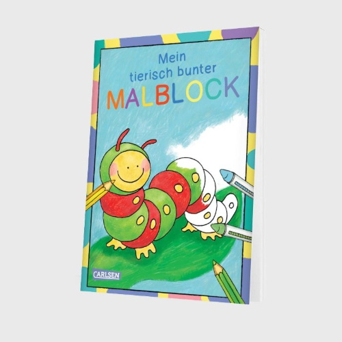 Buchcover und Innenansicht für das Buch: Mein tierisch bunter Malblock