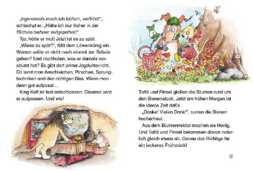Buchcover und Innenansicht für das Buch: Tafiti und die Löwen-Schule