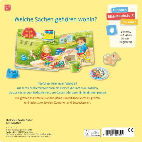 Buchcover und Innenansicht für das Buch: Mein liebstes Puzzle-Spielbuch: Zuhause
