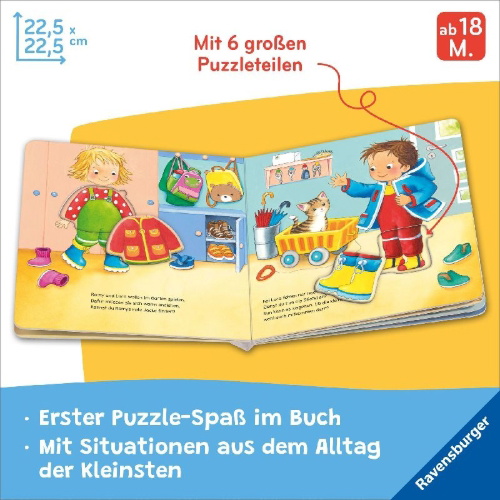 Buchcover und Innenansicht für das Buch: Mein liebstes Puzzle-Spielbuch: Zuhause