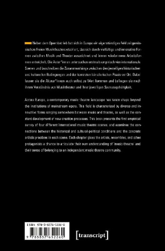 Buchcover und Innenansicht für das Buch: Freies Musiktheater in Europa / Independent Music Theatre in Europe