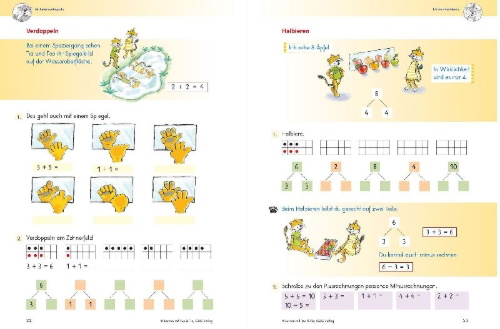 Buchcover und Innenansicht für das Buch: Lernen mit Teo und Tia Mathematik - 1. Klasse Volksschule