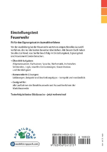 Buchcover und Innenansicht für das Buch: Einstellungstest Feuerwehr