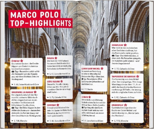 Buchcover und Innenansicht für das Buch: MARCO POLO Reiseführer Normandie