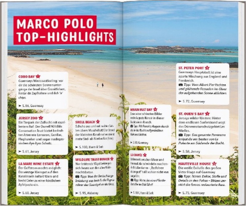 Buchcover und Innenansicht für das Buch: MARCO POLO Reiseführer Kanalinseln, Jersey, Guernsey, Sark, Herm, Alderney