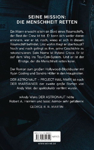 Buchcover und Innenansicht für das Buch: Project Hail Mary