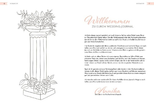 Buchcover und Innenansicht für das Buch: Unser Hochzeitsplaner - Wedding Planer und Erinnerungsalbum