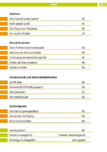 Buchcover und Innenansicht für das Buch: Klett Die Mathe-Helden Knobelaufgaben für Mathe-Helden 4. Klasse
