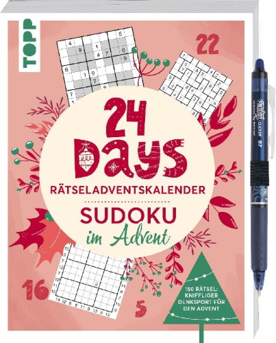 Buchcover und Innenansicht für das Buch: 24 DAYS RÄTSELADVENTSKALENDER - Sudoku im Advent