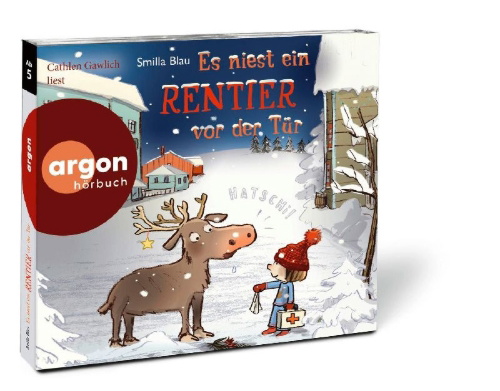 Buchcover und Innenansicht für das Buch: Es niest ein Rentier vor der Tür