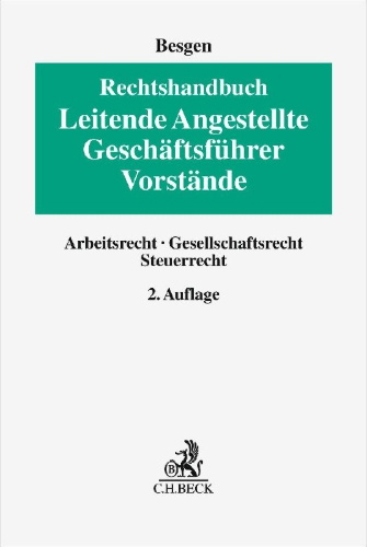 Buchcover und Innenansicht für das Buch: Rechtshandbuch Leitende Angestellte, Geschäftsführer und Vorstände
