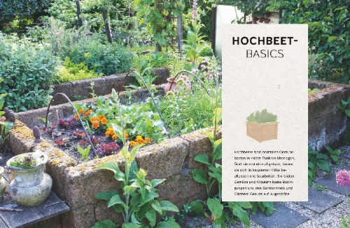 Buchcover und Innenansicht für das Buch: 365 Tage Hochbeet