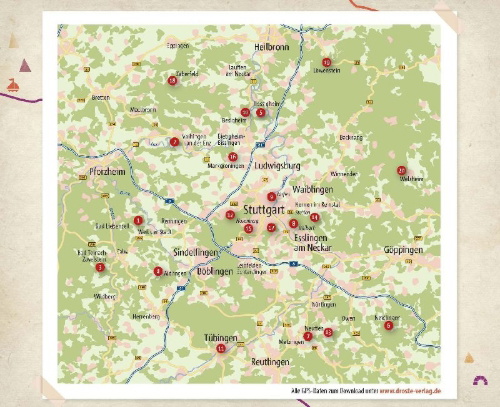 Buchcover und Innenansicht für das Buch: Rund um Stuttgart. Wandern für die Seele