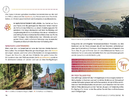 Buchcover und Innenansicht für das Buch: Wochenend und Wohnmobil - Kleine Auszeiten Franken