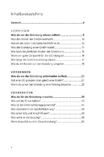 Buchcover und Innenansicht für das Buch: GmbH gründen