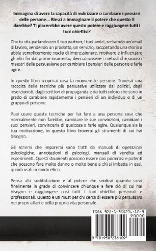Buchcover und Innenansicht für das Buch: Tecniche proibite di persuasione, manipolazione e influenza utilizzando schemi di linguaggio e tecniche di PNL (2° Edizione)