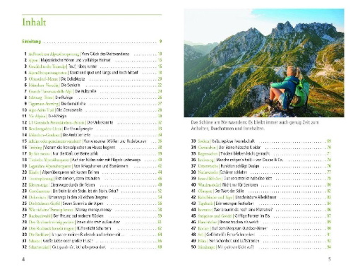 Buchcover und Innenansicht für das Buch: 101 Dinge, die ein Alpenüberquerer wissen muss