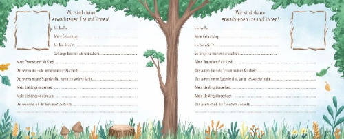 Buchcover und Innenansicht für das Buch: Schuhuuu - Alle meine Freunde - Das Kindergartenalbum (Waldtiere)