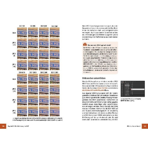 Buchcover und Innenansicht für das Buch: Fujifilm X-E5 - Das umfangreiche Praxisbuch zu Ihrer Kamera