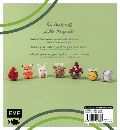 Buchcover und Innenansicht für das Buch: Mini Amigurumi Woodland - 26 tiny crochet creations