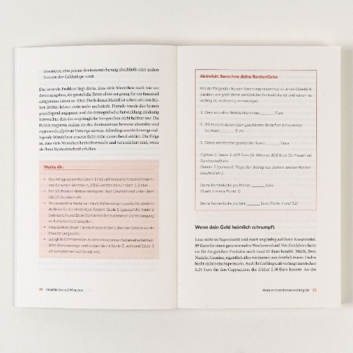 Buchcover und Innenansicht für das Buch: Investieren in 3 Minuten