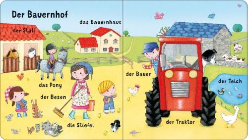 Buchcover und Innenansicht für das Buch: Deine Welt Wort für Wort: Bauernhof