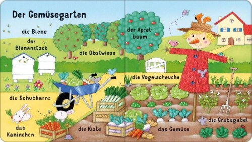 Buchcover und Innenansicht für das Buch: Deine Welt Wort für Wort: Bauernhof
