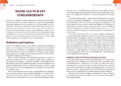 Buchcover und Innenansicht für das Buch: Die Cortisol-Formel