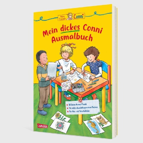 Buchcover und Innenansicht für das Buch: Conni Gelbe Reihe (Beschäftigungsbuch): Mein dickes Conni-Ausmalbuch